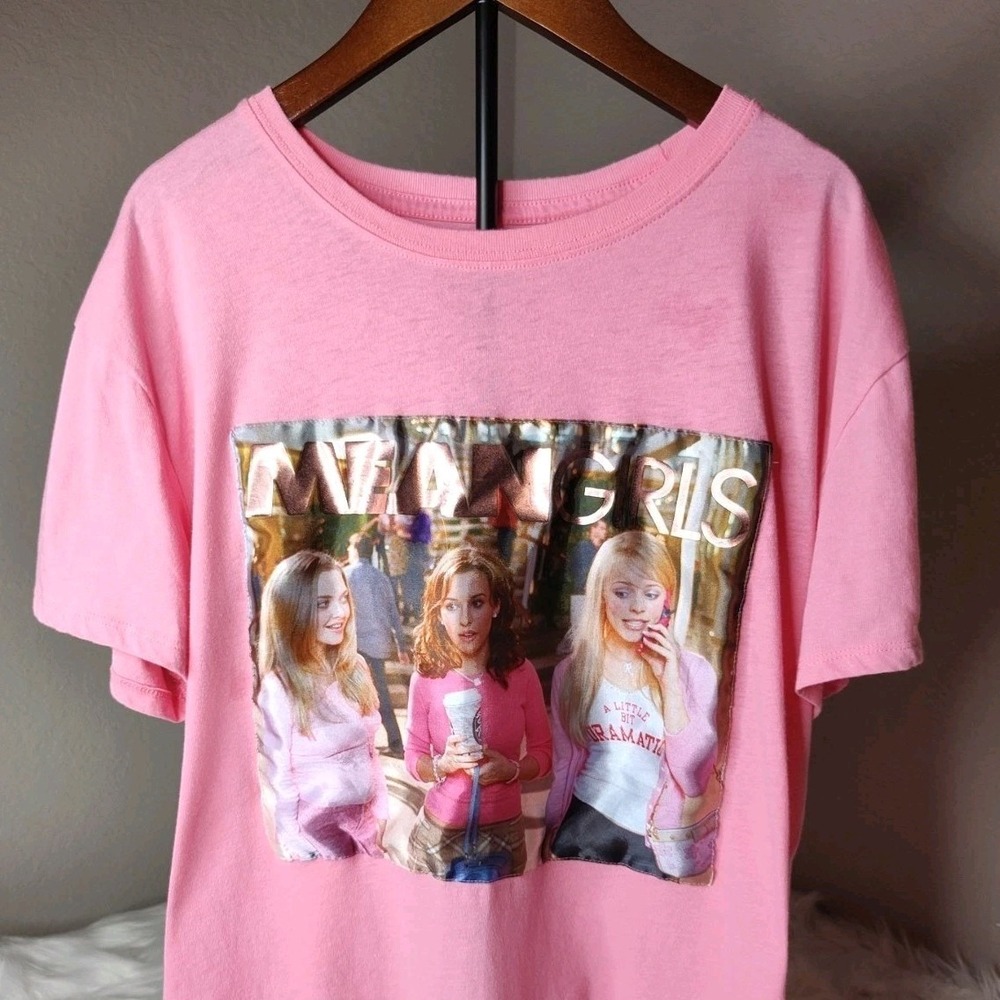 Mean Girls Graphic T-Shirt Girls XL 15-17 Pink Rose Gold Metallic Movie Tee